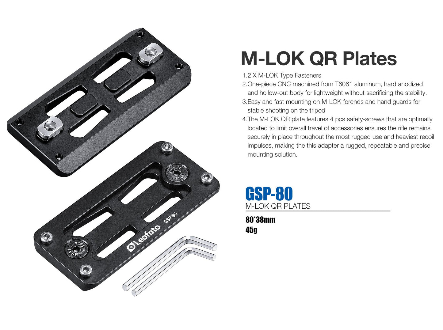 
                  
                    “Open Box" Leofoto GSP-80 M-LOK QR Plates | Arca
                  
                