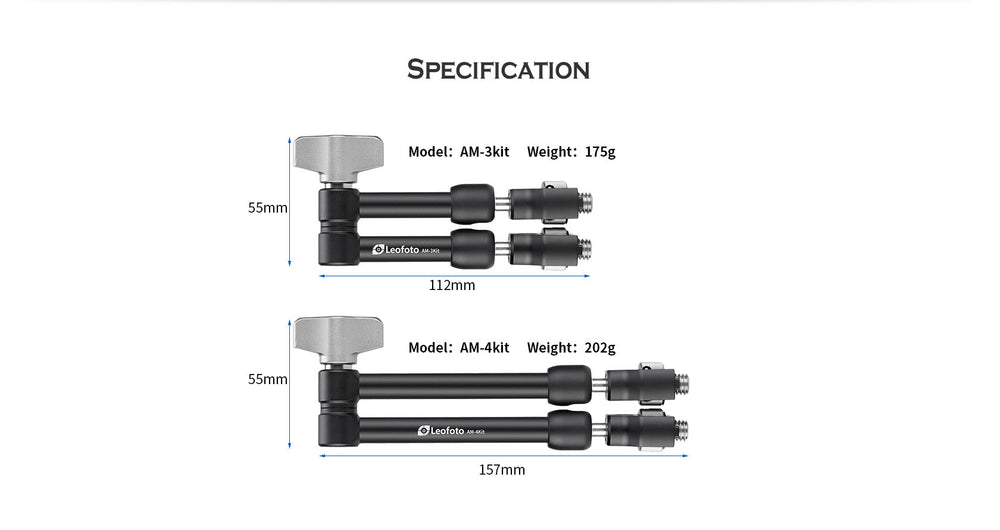 
                  
                    Leofoto AM-3 / AM-4 Kit Versa Magic Arm | Anti-Twist Adapter | 3/8th Mounting Screws
                  
                