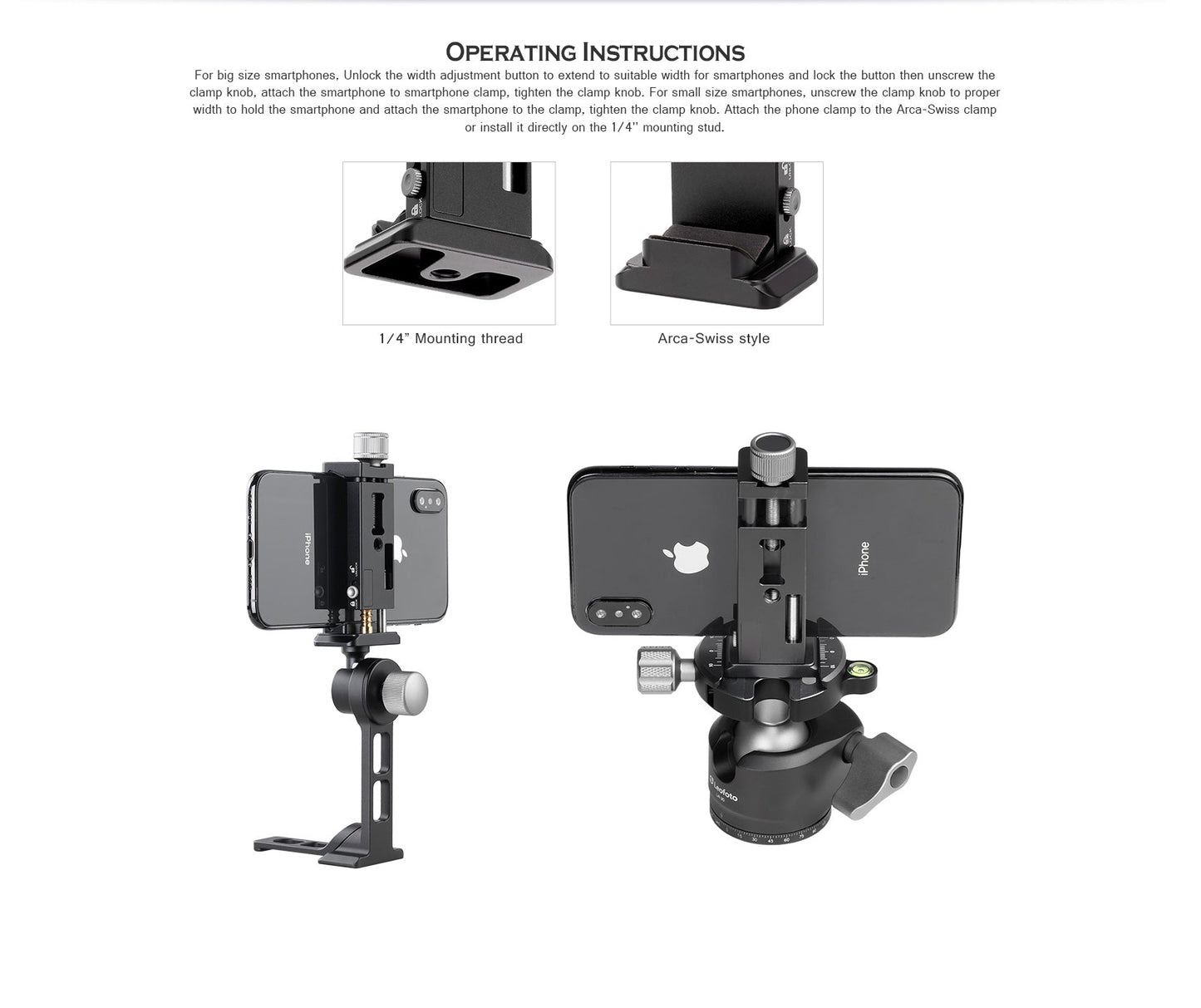 
                  
                    Leofoto PC-90II Adjustable Smartphone Clamp with Locking Width and Arca-Compatible Base
                  
                