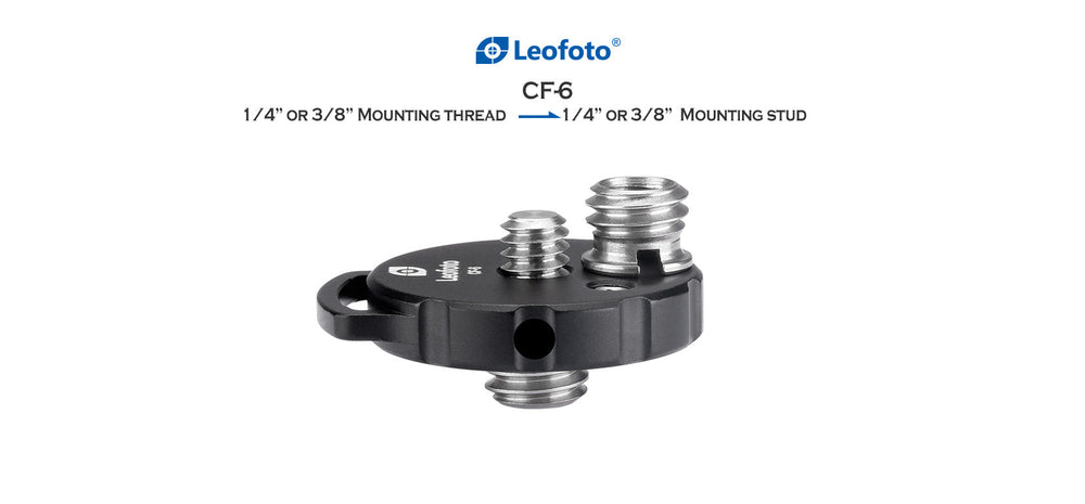 
                  
                    Leofoto CF-6 Female 3/8" to Male 1/4" or 3/8" Adapter Accessory
                  
                