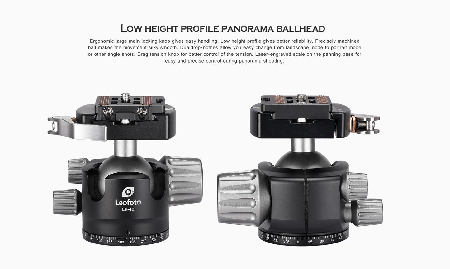 
                  
                    Leofoto LH-40LR Ball Head with LR-50 Lever Release Clamp | Arca Compatible
                  
                