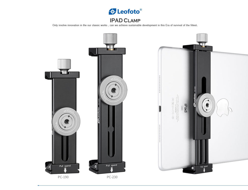 
                  
                    Leofoto PC-190 (190mm) / PC-230 (230mm) Adjustable Smartphone/Tablet Clamp for Tripod Mount / Arca Compatible
                  
                