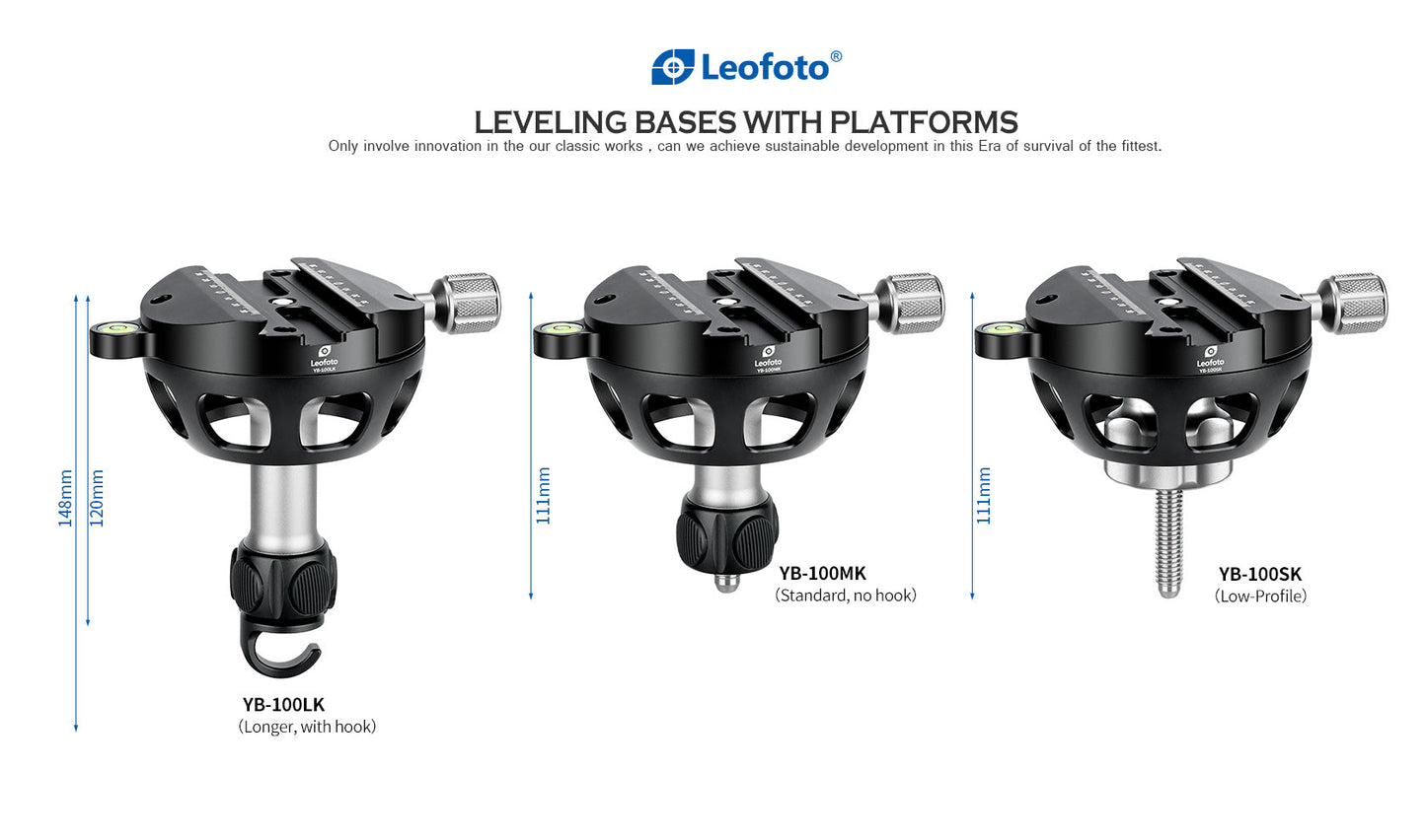 
                  
                    Leofoto YB-100LK / YB-100MK / YB-100SK  | Leveling Base with Handle for 100mm Bowl | Arca Clamp
                  
                
