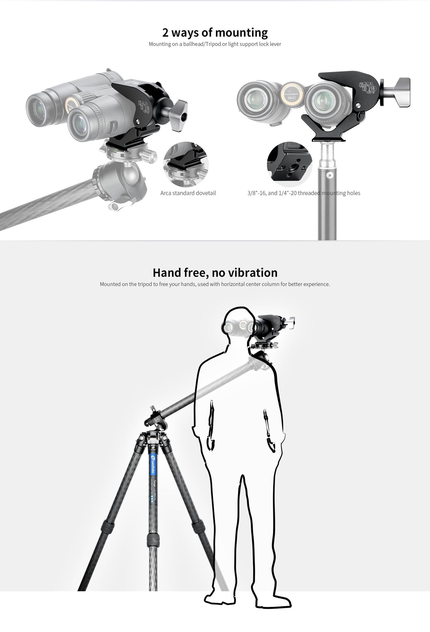 
                  
                    Leofoto BC-02 Binoculars Adapter /ARCA Style Dovetail Standard For Diameter 28-60mm
                  
                