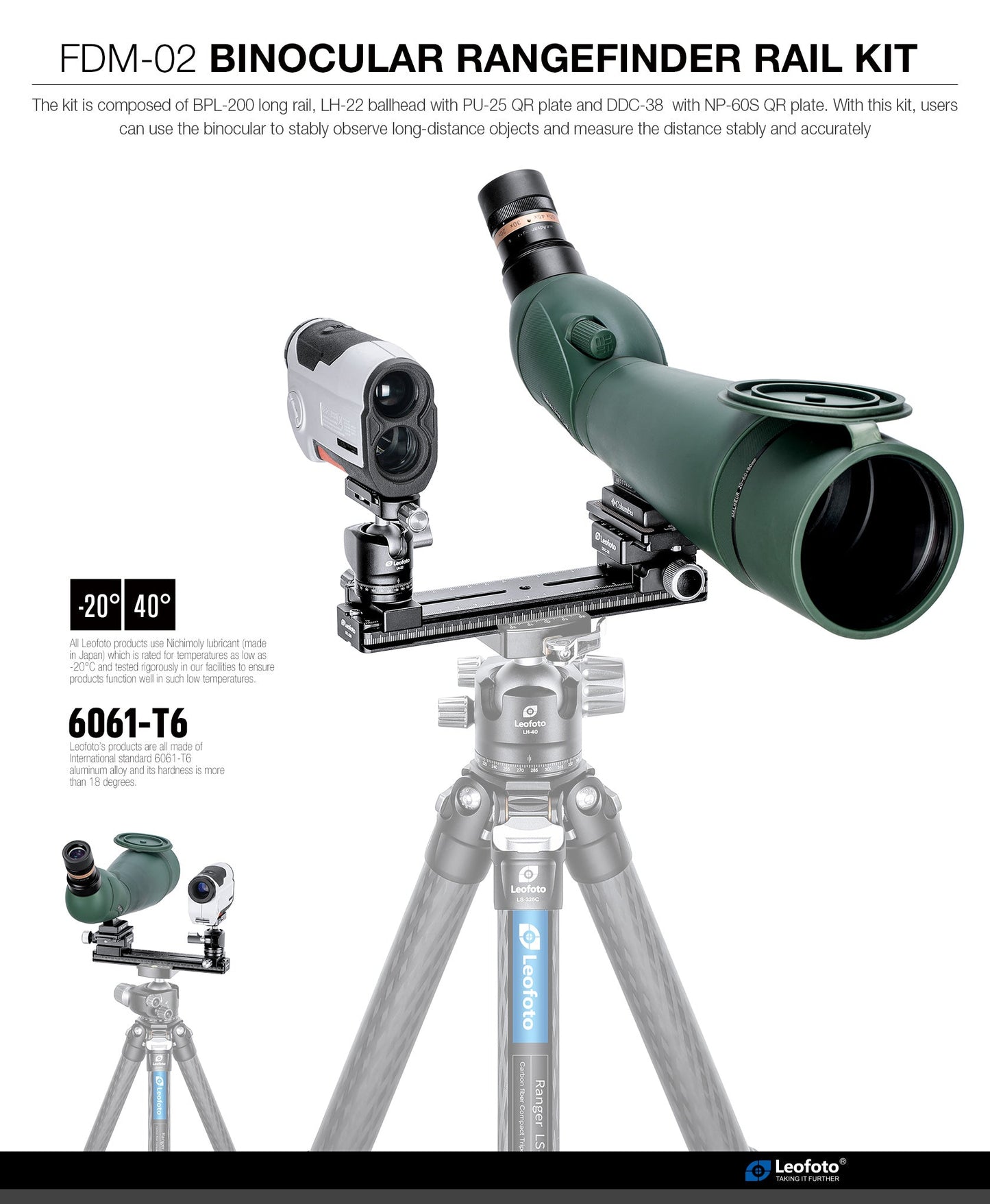 
                  
                    Leofoto FDM-02 Binocular Rangefinder Rail Kit | Length: 200mm
                  
                