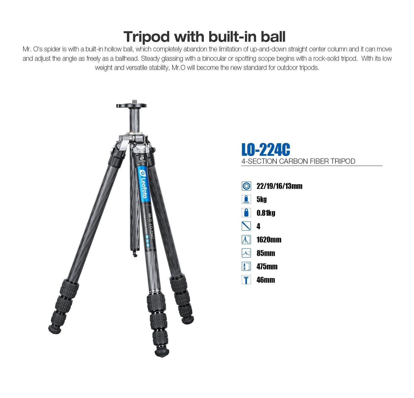 
                  
                    Leofoto LO-224C Tripod with Built-in Hollow Ball & Bag
                  
                