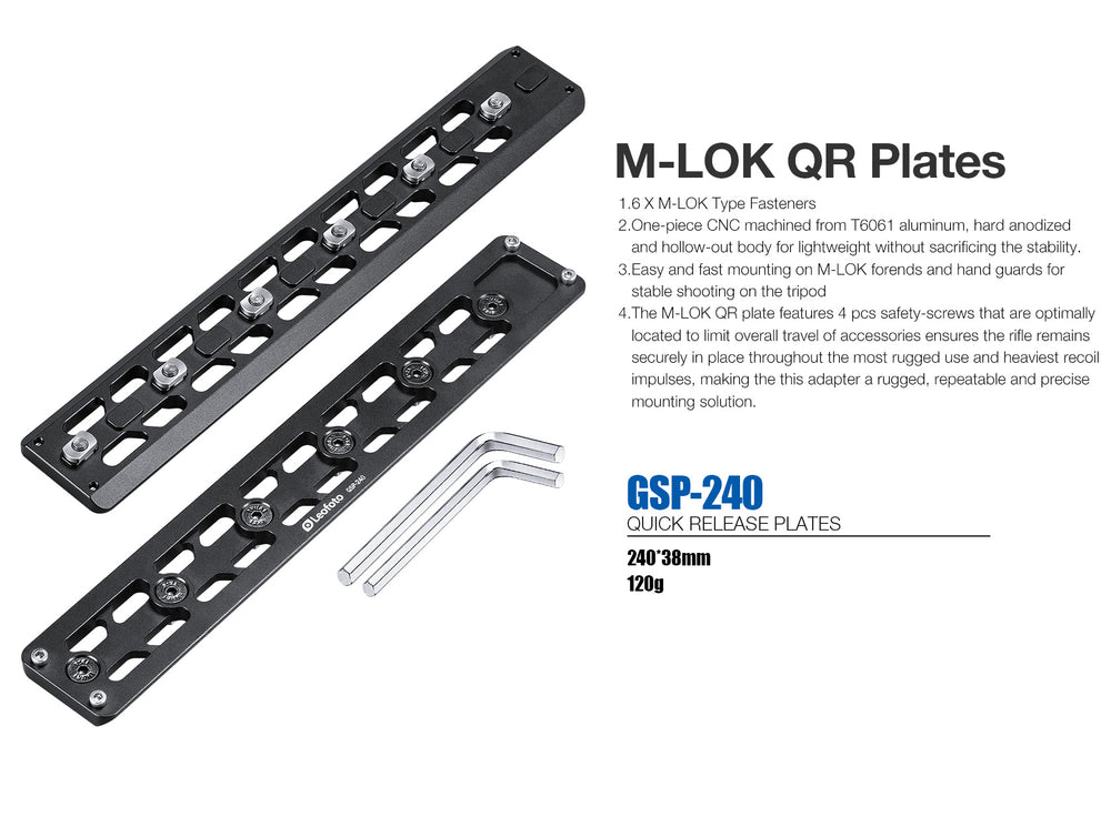 
                  
                    Leofoto GSP-80 / GSP-140 / GSP-240 / GSP-300 M-LOK QR Plates | Arca
                  
                