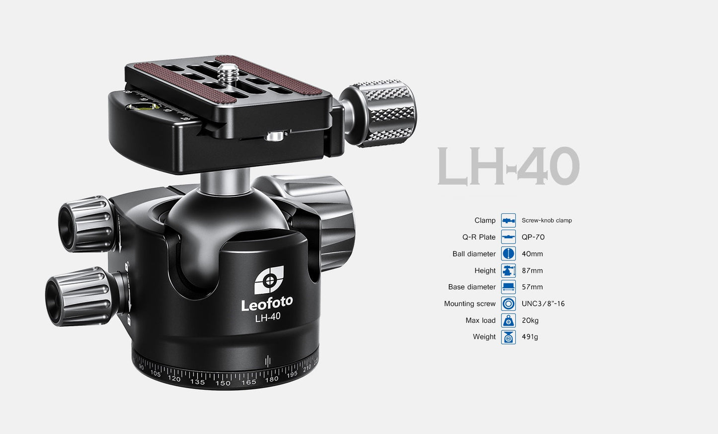 
                  
                    Leofoto LH-40 Low Profile Ball Head (Black/Camo) + QR Plate | Arca Compatible
                  
                