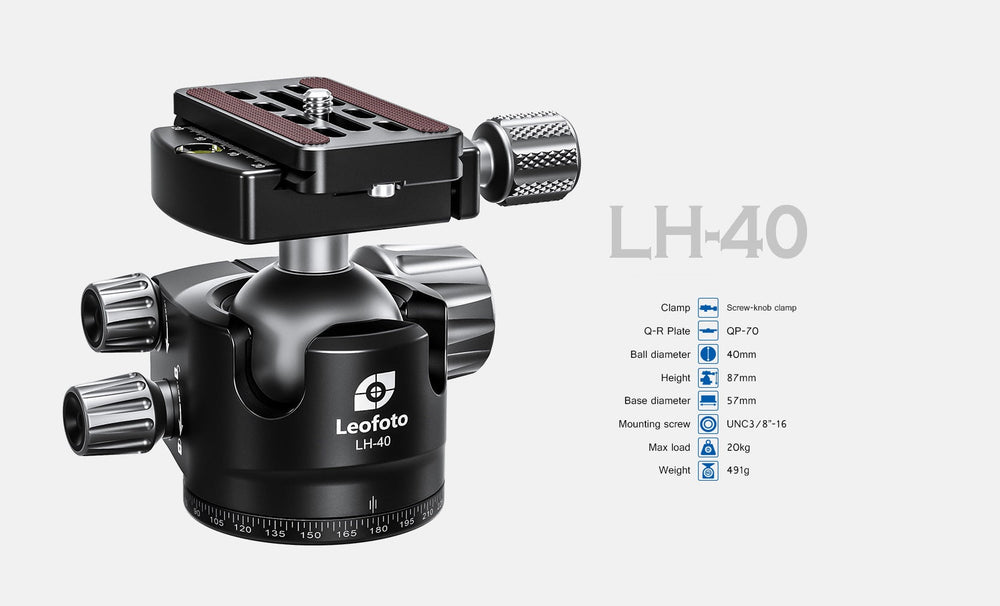 
                  
                    Leofoto LQ-365C Premium Carbon Fiber Tripod + LH-40 / LH-47 Ballhead with Quick Swap Center Column+Apex Platform and Tripod Bag
                  
                